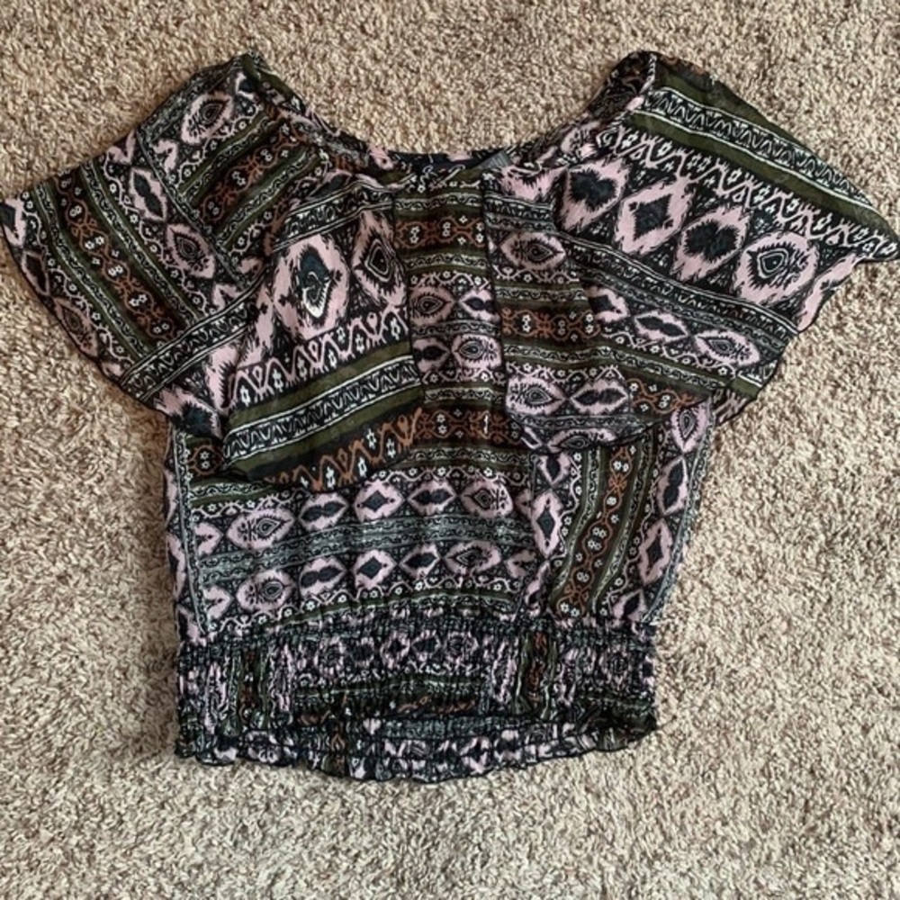 Bohemian Print Off-Shoulder Top
